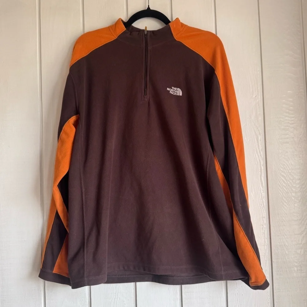 The North Face Orange and Brown Fleece 1/4 Zip Pullover